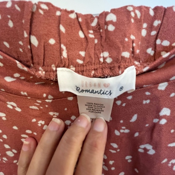 URBAN Romantics Terracotta Floral Mini Skirt Peasant Babydoll Shorts Under - Picture 3 of 8